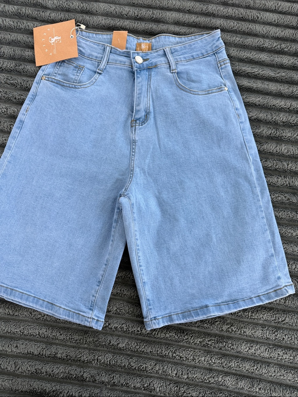 High-Waist Light Blue Denim Women’s Shorts